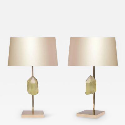  Phoenix Gallery Bespoke Pair of Carved Topaz Rock Crystal Quartz Lamps