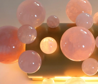  Phoenix Gallery Bespoke Pink Quartz Bubble Sconces by Phoenix