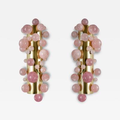  Phoenix Gallery Bespoke Pink Rock Crystal Bubble Sconces By Phoenix