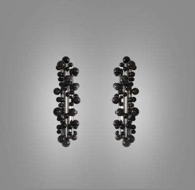  Phoenix Gallery Bespoke Smoky Bubble Quartz Sconces by Phoenix