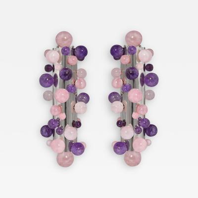  Phoenix Gallery Cherry Blossom Rock Crystal Bubble Sconces by Phoenix