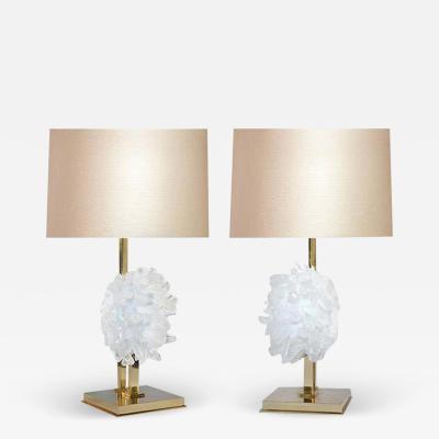  Phoenix Gallery Pair of Rock Crystal Cluster Lamps by Phoenix