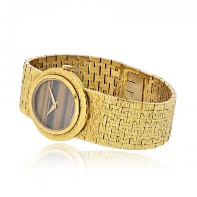  Piaget Piaget Vintage 18K Yellow Gold Tiger Eye Oval Dial Watch
