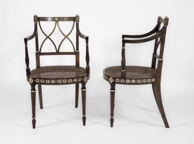  Pierre Lottier Regency style games table and four armchairs