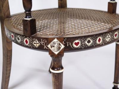  Pierre Lottier Regency style games table and four armchairs