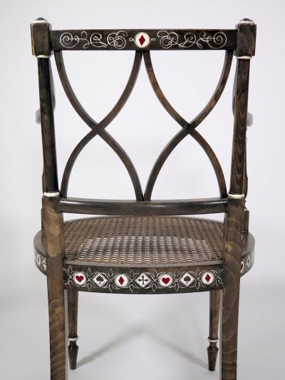  Pierre Lottier Regency style games table and four armchairs