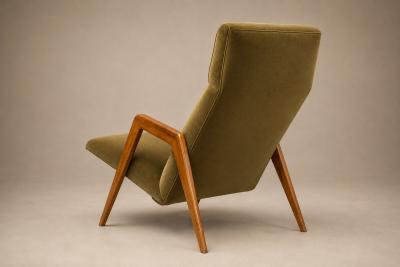  Pierre Weckx Brazilian Modern Armchair in Pau Marfim Green Mohair Pierre Weckx