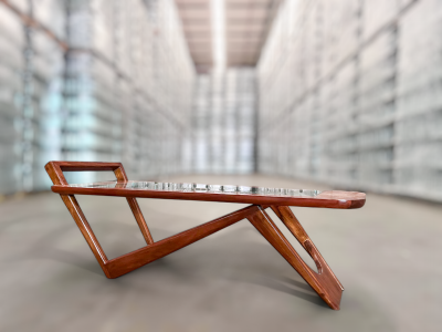  Pierre Weckx Coffee Table in Caviuna Wood Glass by Pierre Weckxx c 1950s