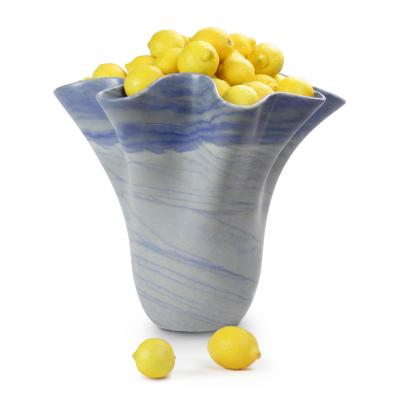  Pieruga Marble Big blue vase in Azul Macaubas marble carved by hand in Italy