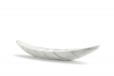  Pieruga Marble Bowl sculpture in white Calacatta marble hand carved in Italy