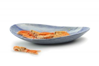 Pieruga Marble Bowl sculpture or centerpiece in Azul Macaubas blue marble handmade in Italy