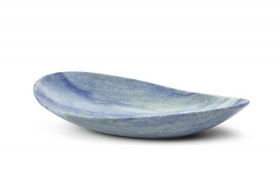 Pieruga Marble Bowl sculpture or centerpiece in Azul Macaubas blue marble handmade in Italy
