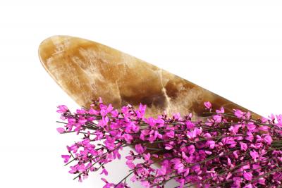  Pieruga Marble Bowl sculpure in amber Onyx hand carved in Italy