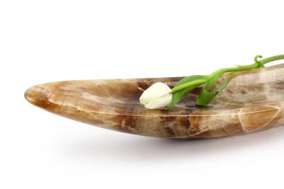  Pieruga Marble Bowl sculpure in amber Onyx hand carved in Italy