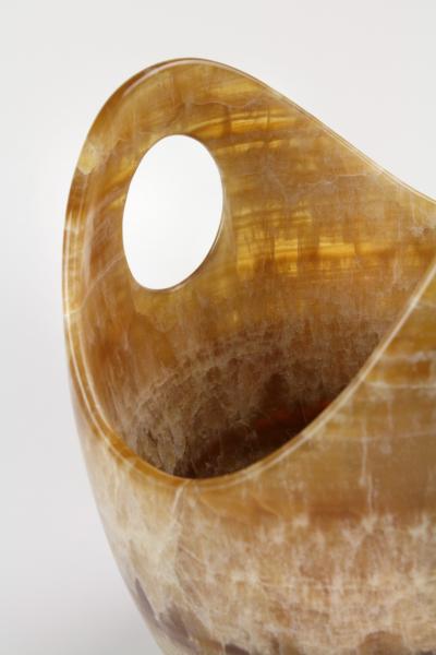  Pieruga Marble Champagne bucket ice bucket sculpture vase in Amber onyx hand carved in Italy