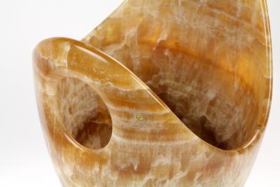  Pieruga Marble Champagne bucket ice bucket sculpture vase in Amber onyx hand carved in Italy