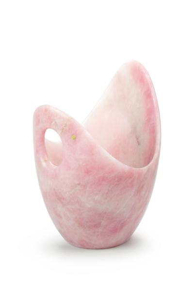 Pieruga Marble Champagne bucket ice bucket vase sculpture in rose quartz carved in Italy