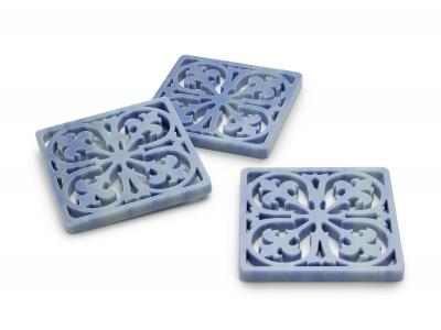 Pieruga Marble Coaster hand curved from block of Azul Macaubas by Pieruga Marble Made in Italy