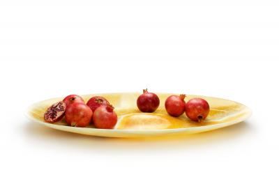  Pieruga Marble Large Bowl in Orange Onyx carved by hand in Italy