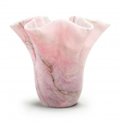  Pieruga Marble Large vase Sculpture in Rose Quartz carved by hand in Italy