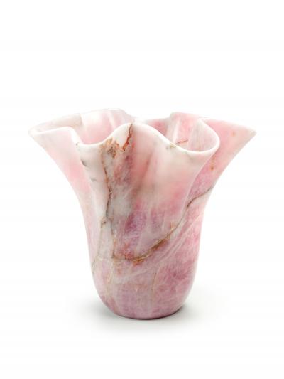  Pieruga Marble Large vase Sculpture in Rose Quartz carved by hand in Italy