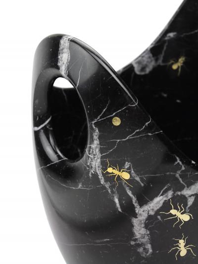 Pieruga Marble Luxurious Champagne Bucket Handmade in Black Marquinia Marble made in Italy