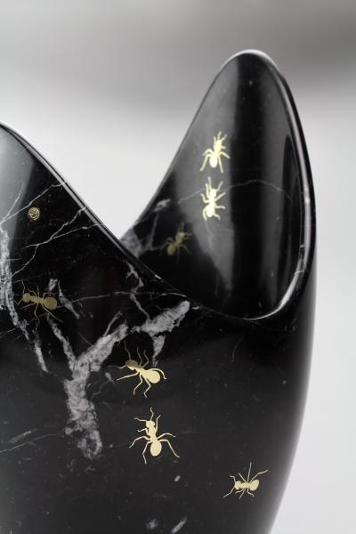 Pieruga Marble Luxurious Champagne Bucket Handmade in Black Marquinia Marble made in Italy