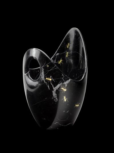 Pieruga Marble Luxurious Champagne Bucket Handmade in Black Marquinia Marble made in Italy