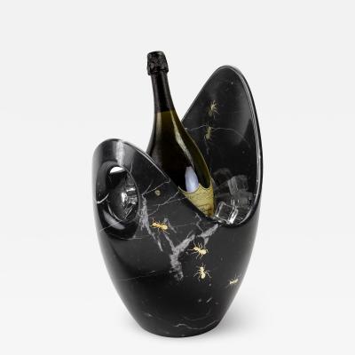  Pieruga Marble Luxurious Champagne Bucket Handmade in Black Marquinia Marble made in Italy