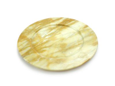 Pieruga Marble Set of 4 charger plates in Yellow Siena marble hand carved in Italy