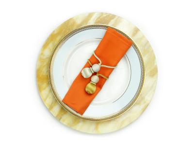 Pieruga Marble Set of 4 charger plates in Yellow Siena marble hand carved in Italy