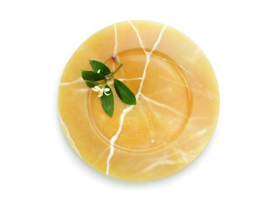  Pieruga Marble Set of 4 charger plates in orange onyx hand carved in Italy