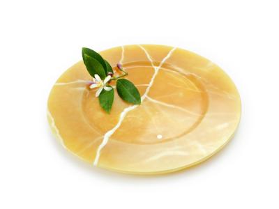  Pieruga Marble Set of 4 charger plates in orange onyx hand carved in Italy