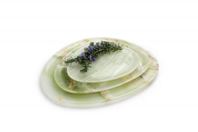  Pieruga Marble Set of Plates in Green Onyx hand carved in Italy