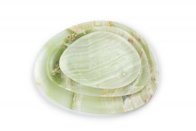  Pieruga Marble Set of Plates in Green Onyx hand carved in Italy