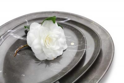 Pieruga Marble Set of Plates in Imperial Grey Marble hand carved in Italy