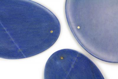  Pieruga Marble Set of plates in Azul Macaubas blue marble hand carved in Italy