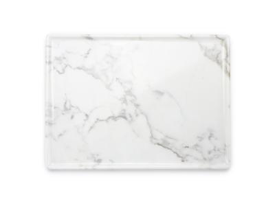 Pieruga Marble Tray Hand Carved From Solid block of White Marble Rectangular Made in Italy