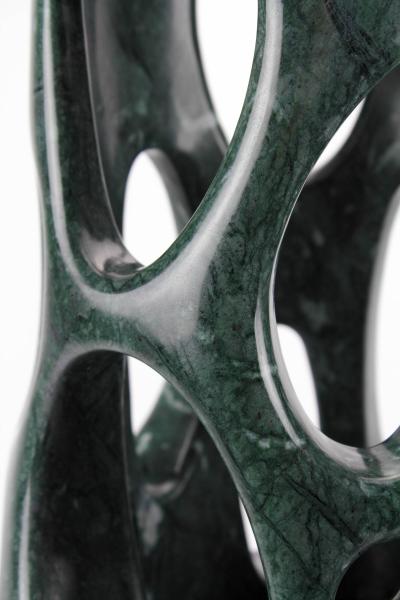  Pieruga Marble Vase sculpture in Imperial Green marble carved by hand in Italy