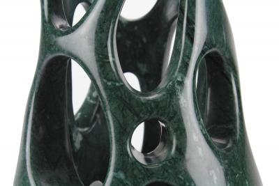  Pieruga Marble Vase sculpture in Imperial Green marble carved by hand in Italy