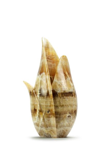  Pieruga Marble Vase sculpture in amber onyx carved by hand in Italy