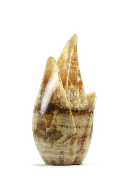  Pieruga Marble Vase sculpture in amber onyx carved by hand in Italy