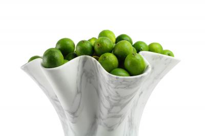  Pieruga Marble Vase sculpture in white Arabescato marble carved by hand in Italy