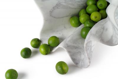  Pieruga Marble Vase sculpture in white Arabescato marble carved by hand in Italy