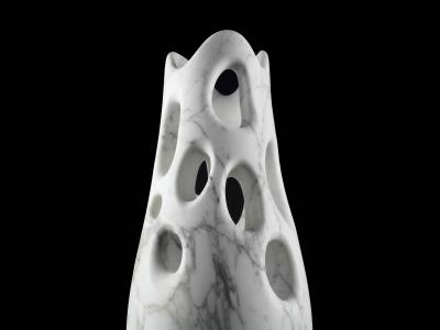 Pieruga Marble Vase sculpture in white Statuary marble carved by hand in Italy