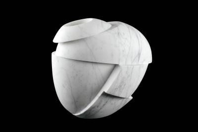  Pieruga Marble Vase sculpture in white Statuary marble carved by hand in Italy