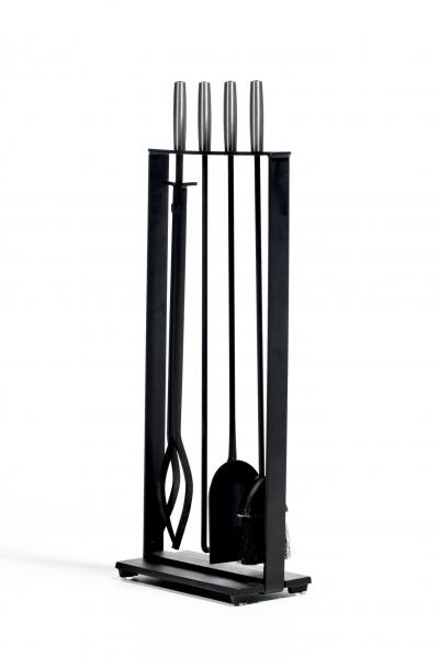  Pilgrim Manufacturing 1970s Modern Fireplace Tool Set by Pilgram in Stainless Steel Iron