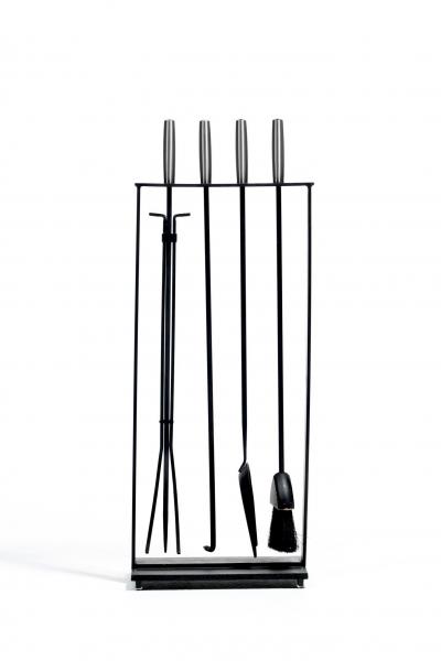  Pilgrim Manufacturing 1970s Modern Fireplace Tool Set by Pilgram in Stainless Steel Iron