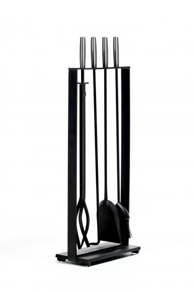  Pilgrim Manufacturing 1970s Modern Fireplace Tool Set by Pilgram in Stainless Steel Iron