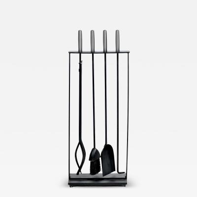  Pilgrim Manufacturing 1970s Modern Fireplace Tool Set by Pilgram in Stainless Steel Iron